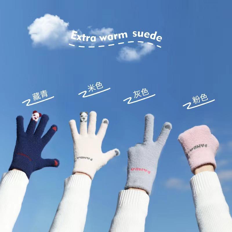 Niedliche Damen-Touchscreen-Plüschhandschuhe: Warm, verdickt für Frühling & Herbst Radfahren