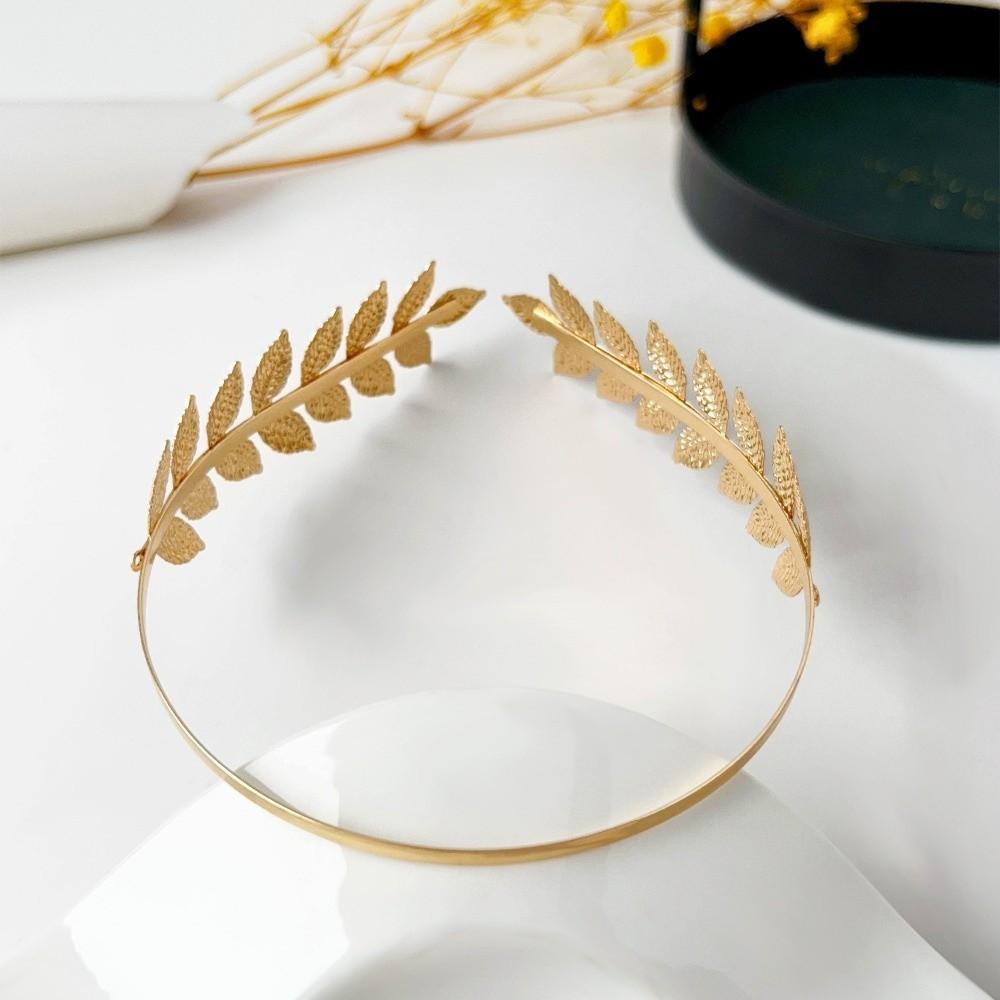 Golden Leaf Back-wear Headband Comfort Fit Headdress Baroque Headpiece Crown Bridal
