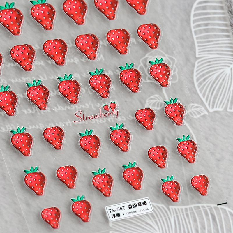 Neues Frucht Erdbeer Gelee Nageldesign Niedliche Aufkleber Liebling Kirsche Schleife Hase DIY Nageldekoration