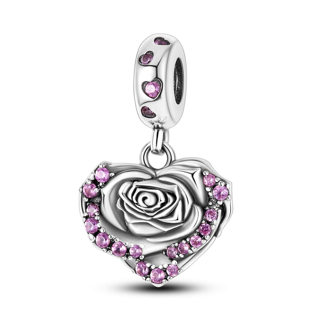 Copper Plated Heart Mother'S Day Charms Beads Fit Original Bangle Bracelet Pendant Dangle Diy Women Jewelry For Mom Gift