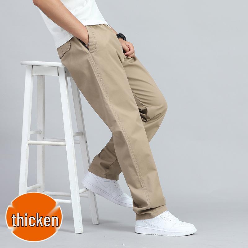 Men's Loose Fit Cotton Casual Pants with Multiple Pockets - Plus Size, Straight Leg, Ideal for Spring/Summer.