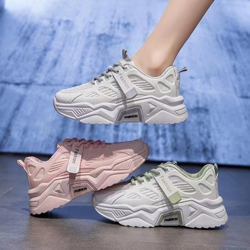 Breathable Dad Shoes Women's Trendy New Summer Versatile Casual Mesh Sports Running White Shoes