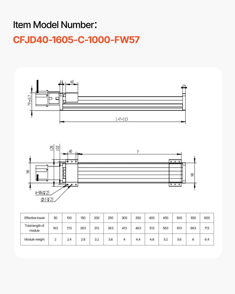 VEVOR Linear Guide, 1000 mm Stroke Work Size, Ball Screw Motion CNC Linear Guide Stage Actuator, Motorized Nema 23 Stepper Motor, High Precision