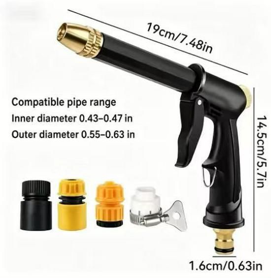 Black Diamond Copper-Plated High-Pressure Water Gun Nozzle for Car Wash & Garden Use