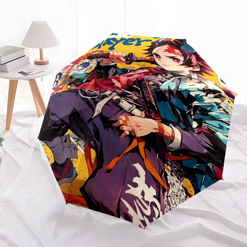 

1pc Demon Slayer Automatic Folding Umbrella - 3 Folding Design, Vivid Cartoon Pattern, Suitable for Outdoor Activities, A Gift for Fans In All Seasons