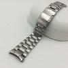 stainless steel watch band with side push replacement strap and spring bars 20mm bow 3-link button, (06, hook)