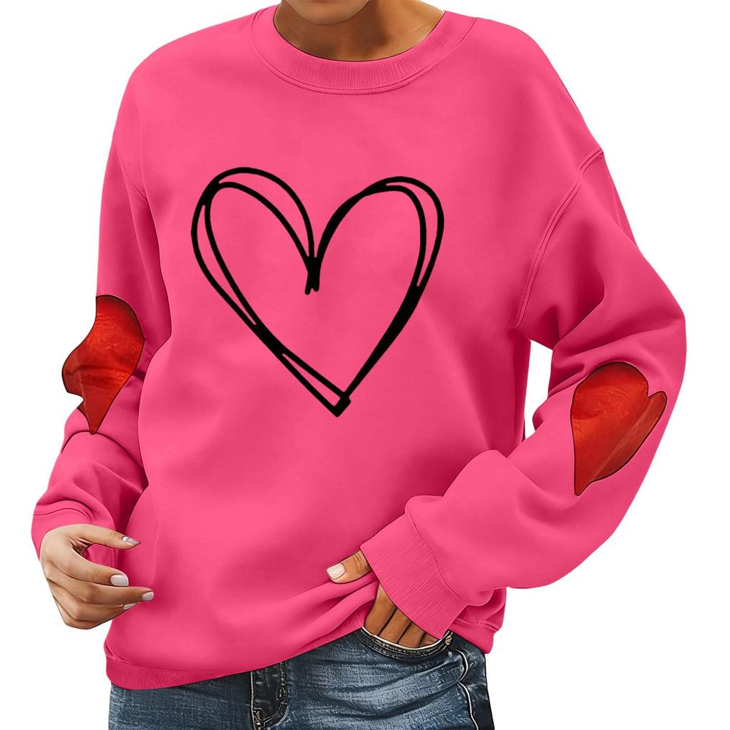Ladies' Valentine's Day Printed Casual Long Sleeved Sports Hoodie Top