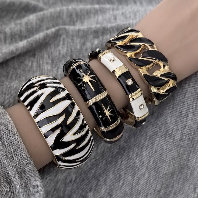Personality exaggerated fashion bracelet women's enamel color drop alloy wide face bracelet niche temperament commuter jewelry