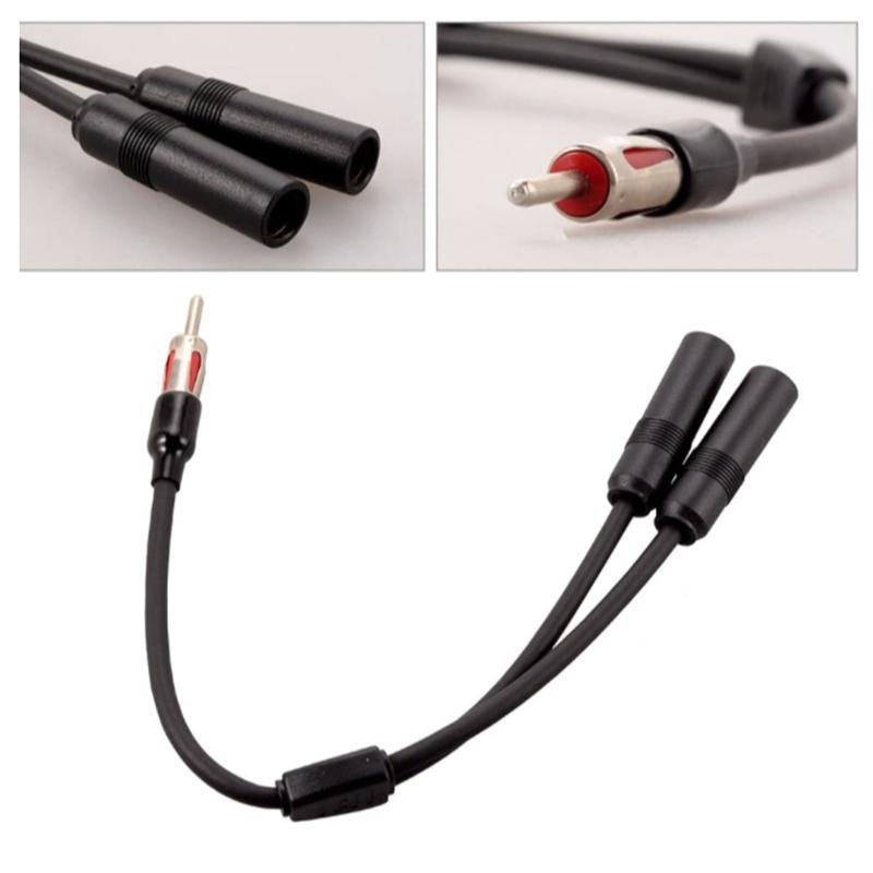 1 Male To 2 Female Car AM FM Radio Antenna Splitter Adapter Extension Cable 19in Y Adapter Connector for Car Truck SUV