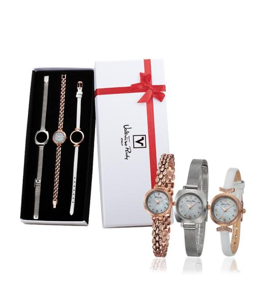 

[VALENTINO RUDY] VALENTINO RUDY Metal Mesh Leather 3-Piece Set Women s Watch VR2527B-RG FREE