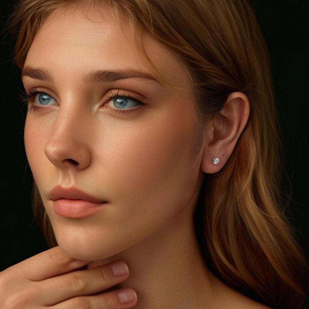 Silver screw-on stud earrings with Moissanites, 0.5 ct, 925 silver