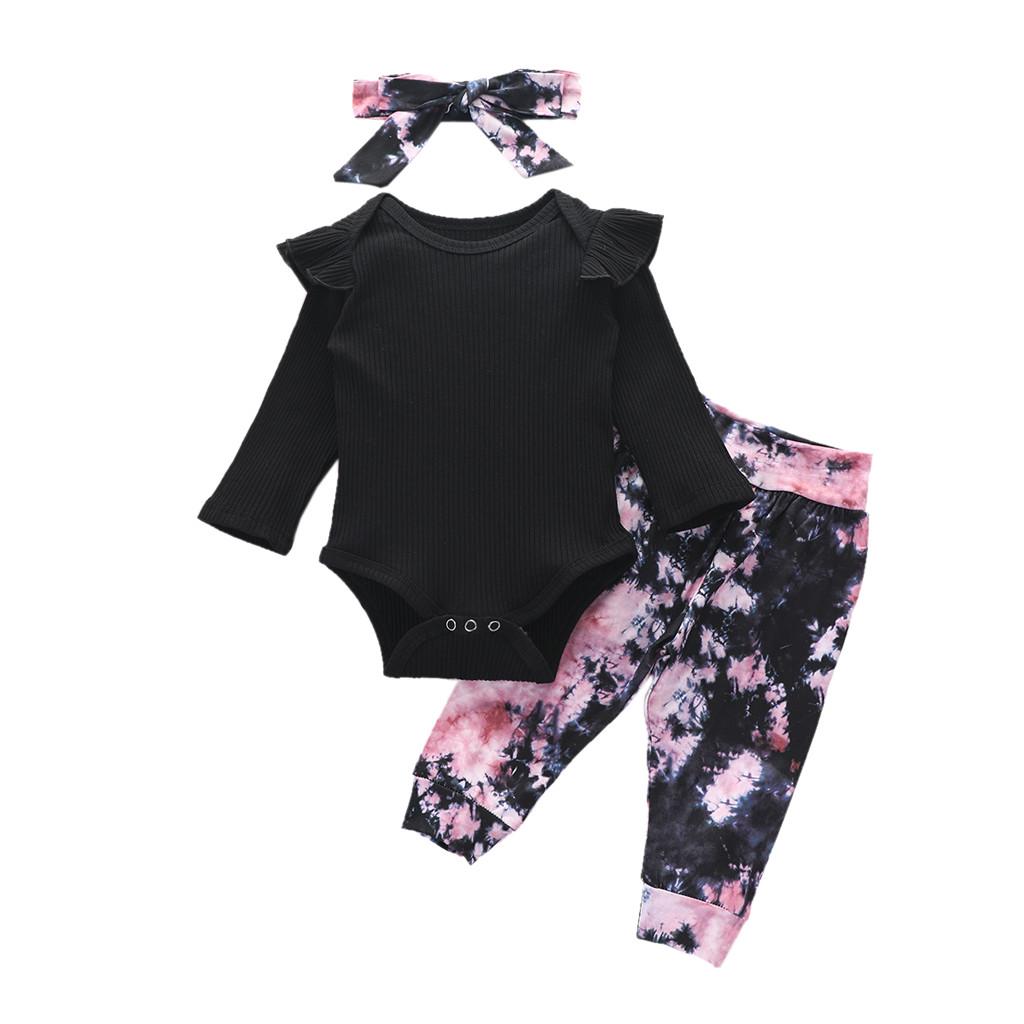 Newborn Baby Girls Boys  Tie-Dyed Romper+Pants Pajamas Sleepwear Outfits