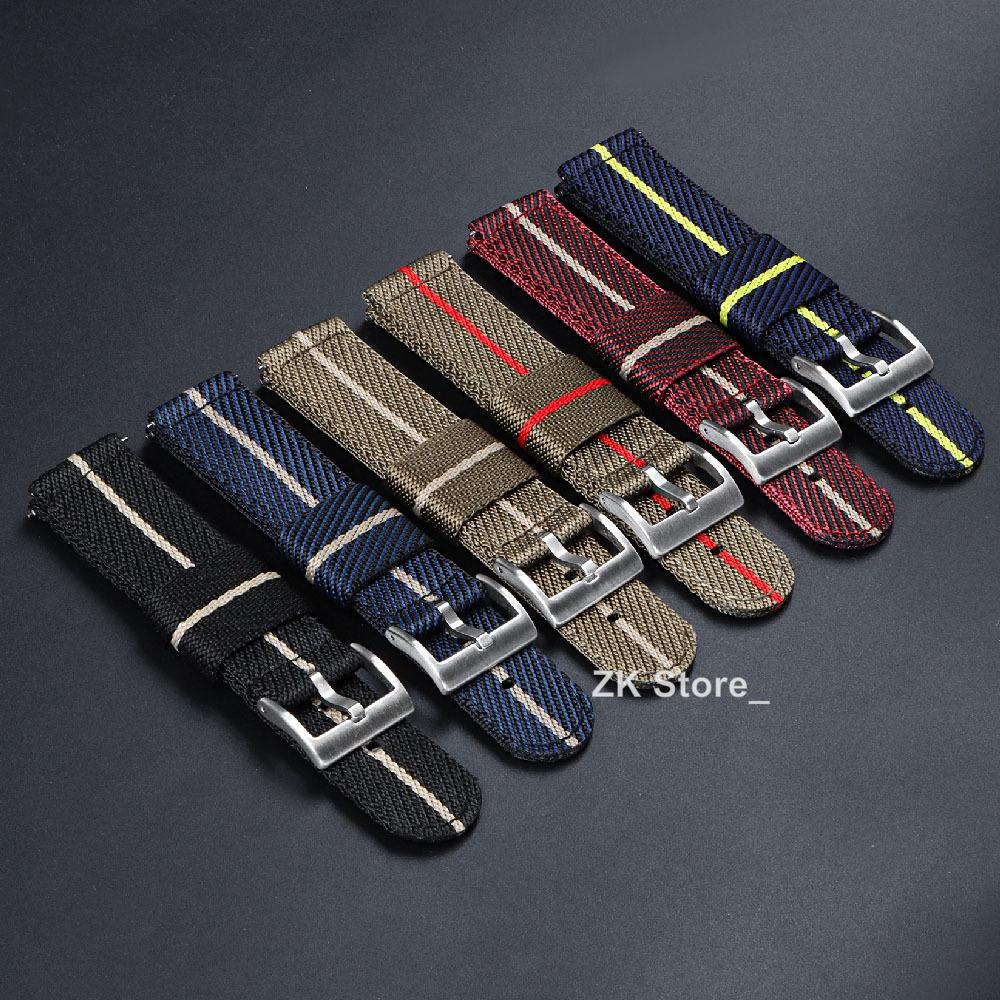 Nylon Canvas Watch Band 20mm 22mm Ribbed Strap for Seiko for Citizen Military Sports Woven Fabric Replacement Wristband Bracelet