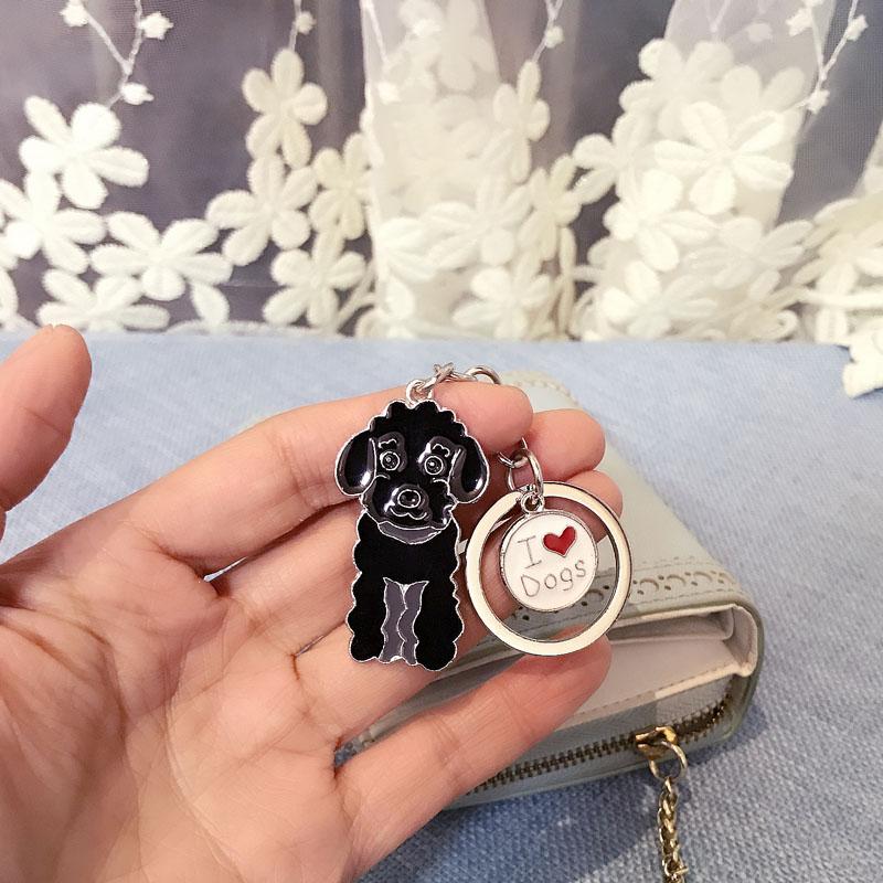 NEW Metal Poodle Dog Key Chain Key Ring Bag Charm Man Car Key Holder New Enamel Keychain Jewelry Accessories For Women Gifts