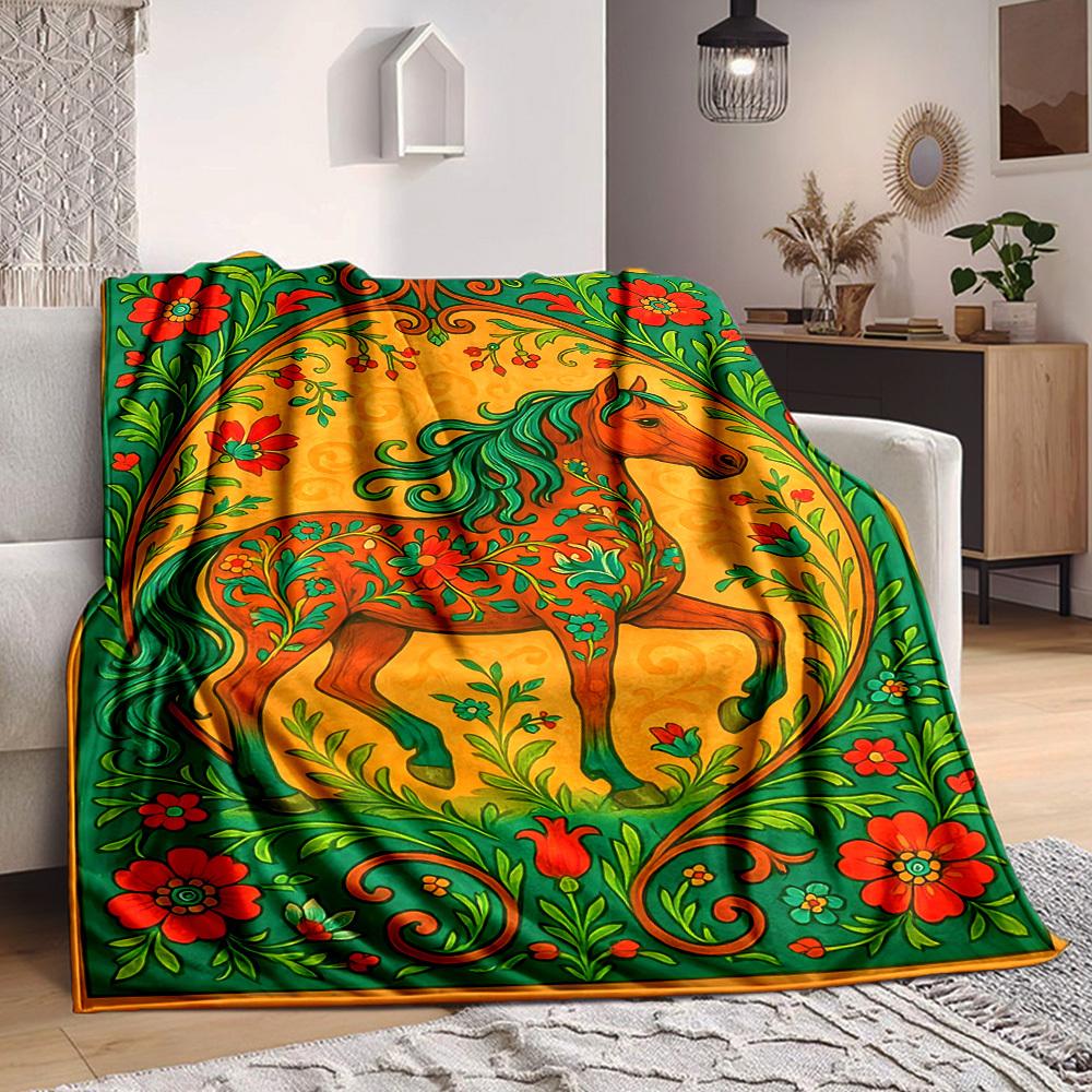 

1pc Horse Artwork Blanket - Perfect Gift for Birthdays, Christmas & Halloween- Soft, Warm & Versatile yy250909103 75x90cm