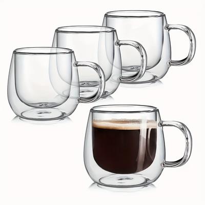 Tazza in Vetro Borosilicato a Doppia Parete con Manico Resistente al Calore Tazza Moderna per Caffè Tè