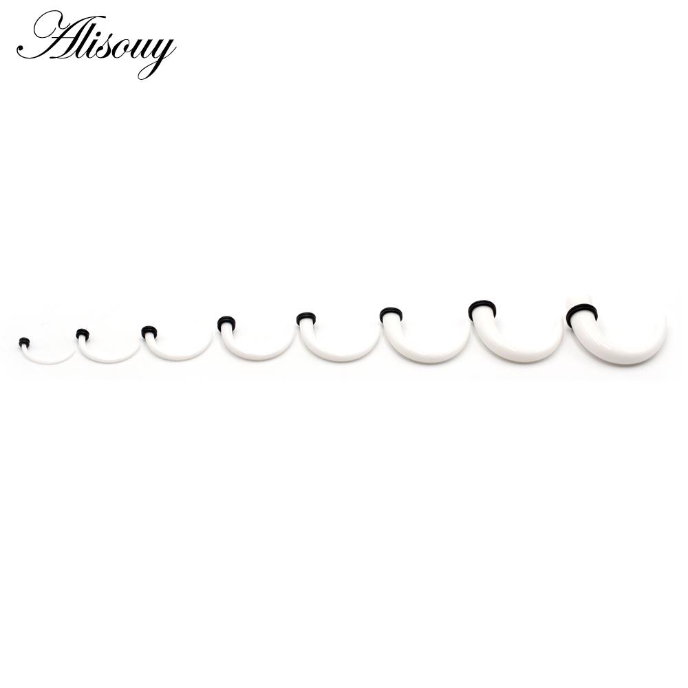 Alisouy 2pcs 1.6mm-11mm Acrylic C Sahpe Buffalo Horn Ear Gauges Ear Taper Stretching Plugs Tunnel Expander Body Piercing Jewelry