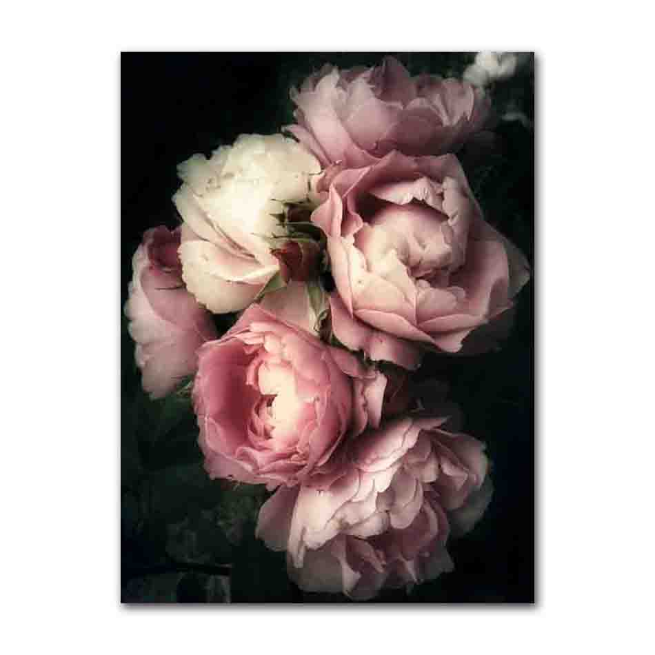 Skandinavisches rosa weißes Blumen-Blatt-Pflanzen-Poster, nordischer botanischer Druck, Leinwand-Malerei, Wandkunst, Dekoration, Bild, Heimdekoration