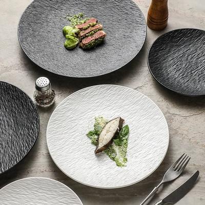 Assiette Plate 8 Pouces Motif Pierre Céramique Ménage Rond Givré Assiettes de Table Occidentale Restaurant Steak Spaghetti Vaisselle