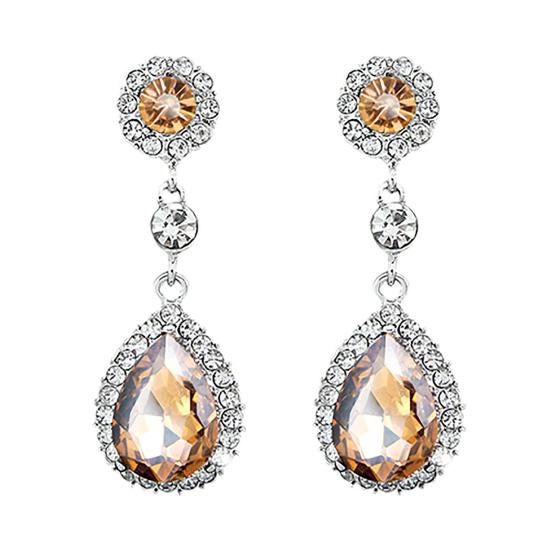 Women Luxury Water Drop Chandelier Earrings Rhinestone Ear Drops Jewelry for Daily Life