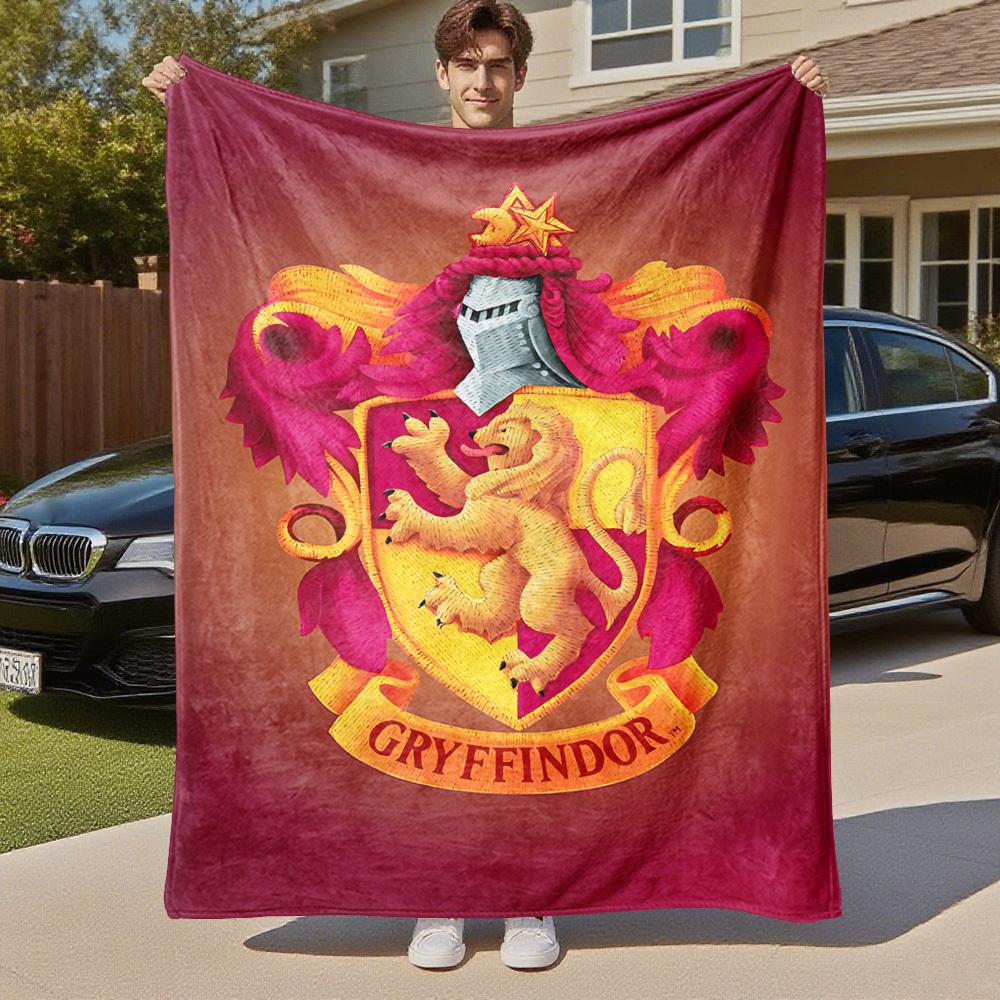 1pc Gryffindor Lion Shield Outdoor Flannel Throw Blanket All Season Soft Warmth,Home Decor 1031252