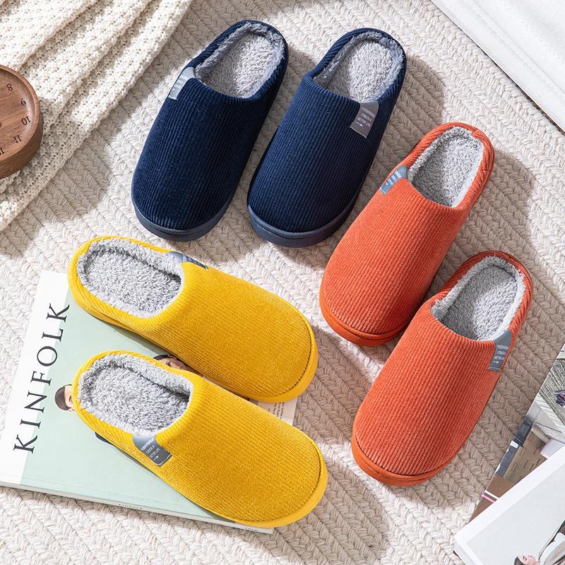 Cotton Slippers Women's Autumn and Winter Couple Home Slippers Indoor Confinement Shoes Warm Cotton Shoes Non-slip Cotton Tows Men's Autumn and Winter