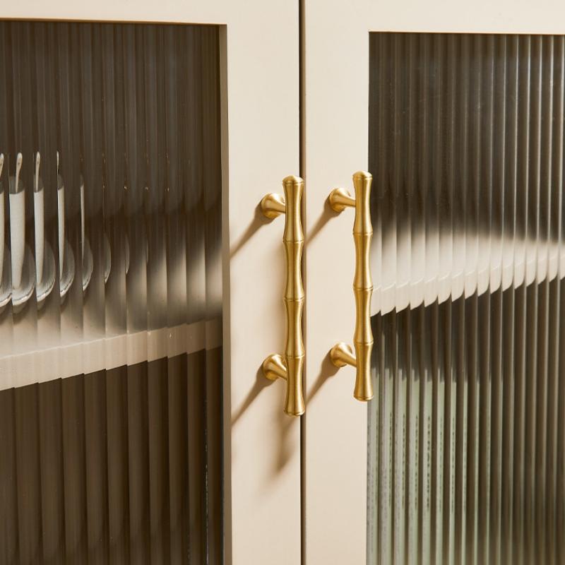 Messing Bambusform Kleiderschranktürgriffe Amerikanisch Modern Minimalistisch Luxus Gold Schubladengriffe für Schrank und Weinkeller