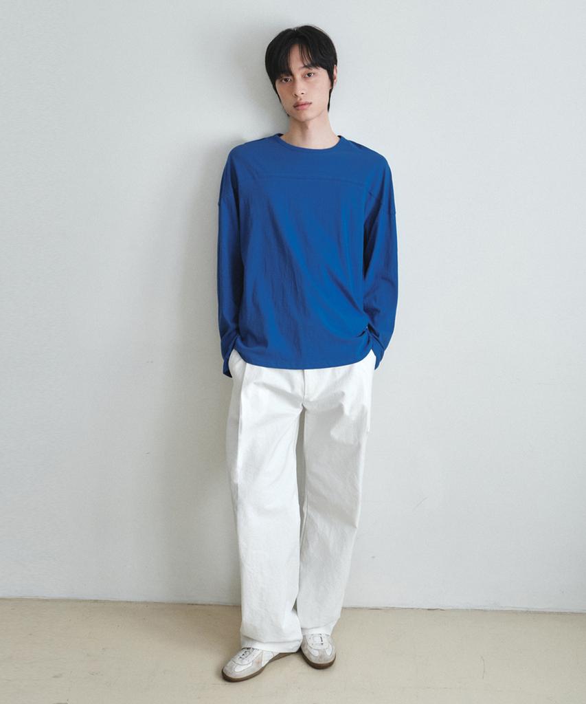 Wednesday Oasis Slub Panel Long Sleeve T-Shirt_Blue(W26Tp07)