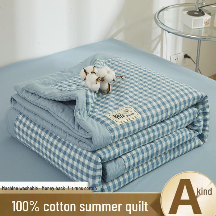 Class A Xinjiang Cotton Summer Quilt - Water-Washed, MUJI Style, Air Conditioning Thin Quilt, Machine Washable, Dormitory-Ready.