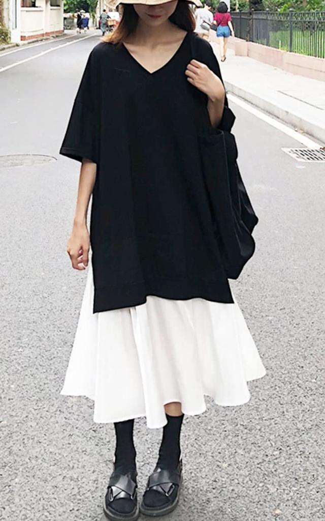 Plus Size Mixed Material Short Sleeve Dress [Gold Japan] Women's Dress, Dress, Dress, Knee-Length (JP, Alphabet, 3L, 4L, Black)