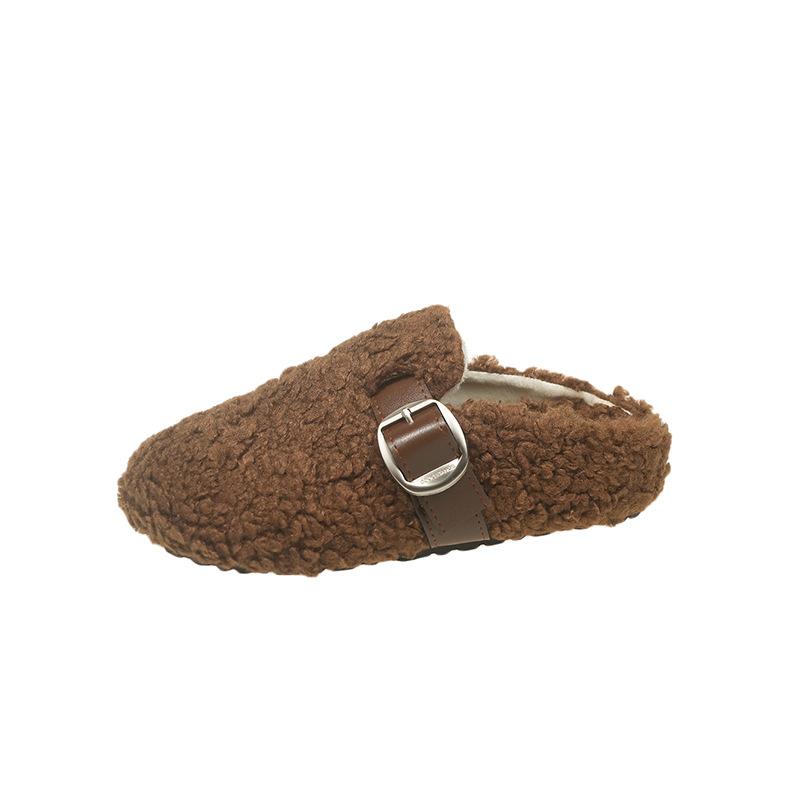 Cotton slippers women's autumn and winter 2025 new velvet warm soft-soled beanie shoes girl princess fluffy shoes cotton tow