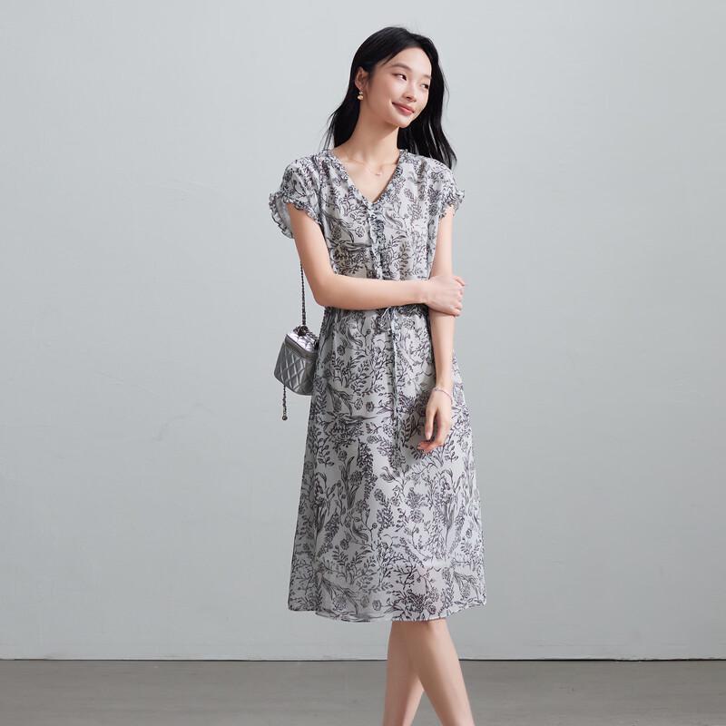 SOFSIL V-Neck High-Waist Retro Midi Dress L
