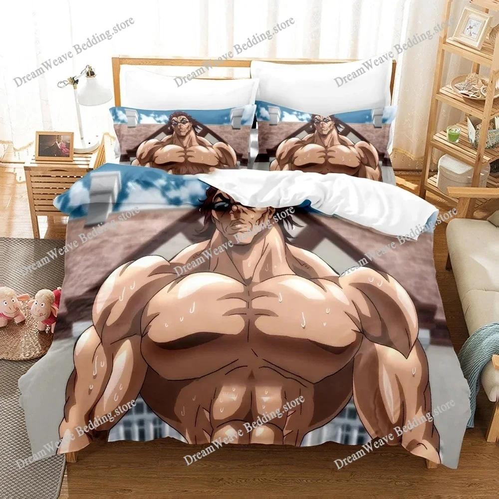 Baki Hanma Bedding Set Adults Boys Anime Bedding Set Duvet Cover Set Single Double Queen King Size Quilt Cover Pillowcase