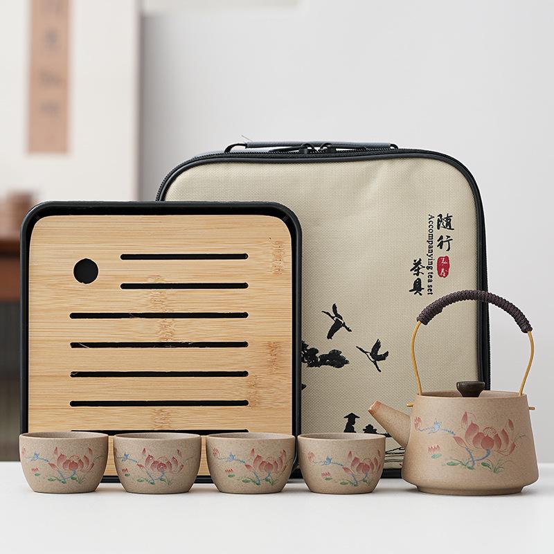 Kung Fu Tea Set Portable Outdoor Travel Express Cup One Pot Four Cups Household Ceramic Tea Pot
