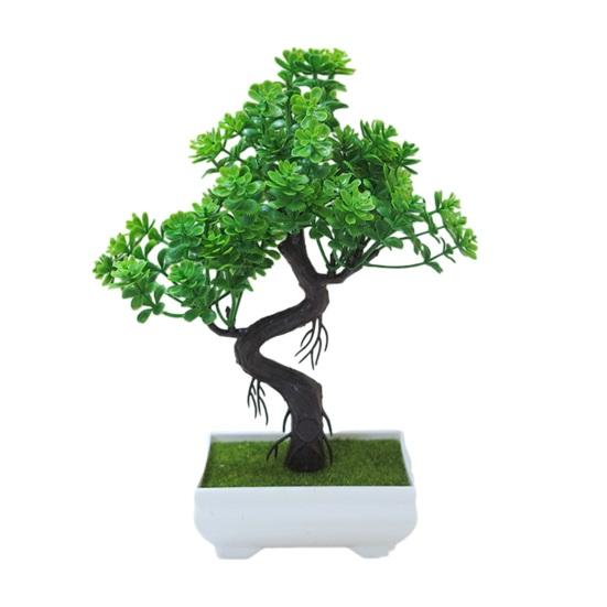 Artificial Bonsai Tree Indoor Small Fake Plants with Resin Pot for Home Office Desk Shelf Bathroom Bedroom Living Room Decoration