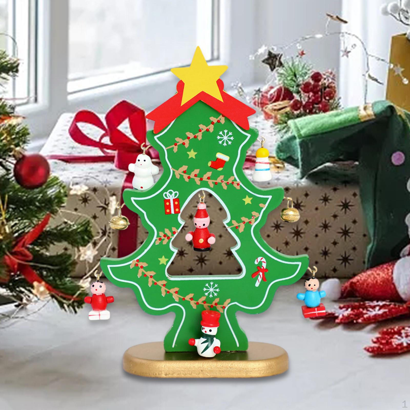 

Настольный декор из дерева для рождественской елки, праздничное украшение, декоративный центральный элемент для книжного шкафа, зелёный