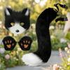 Furry Canine Dress-Costume Set Fuzzy Face Covering with Gloves Adjustable