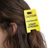 Overstimulated Caution Sign Hair Claw Clip Multi-Purpose Strong Hold Fixed Hairstyling Tool Funny Gag Gift for Women & Coworkers