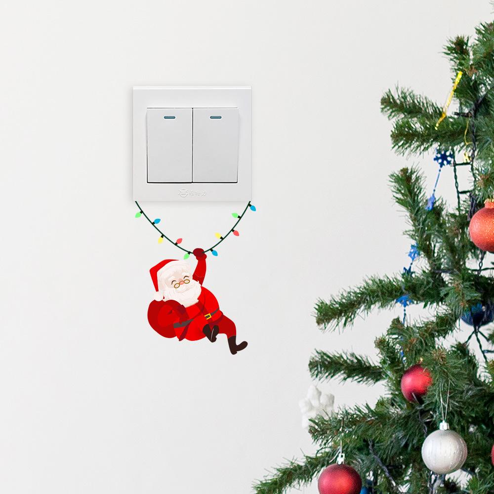 1er-Pack Weihnachts-Wandschalter-Aufkleber, Cartoon-Weihnachtsmann Selbstklebende Abziehbilder, Moderne Kunststoff-Feiertagsdekoration für Schlafzimmer