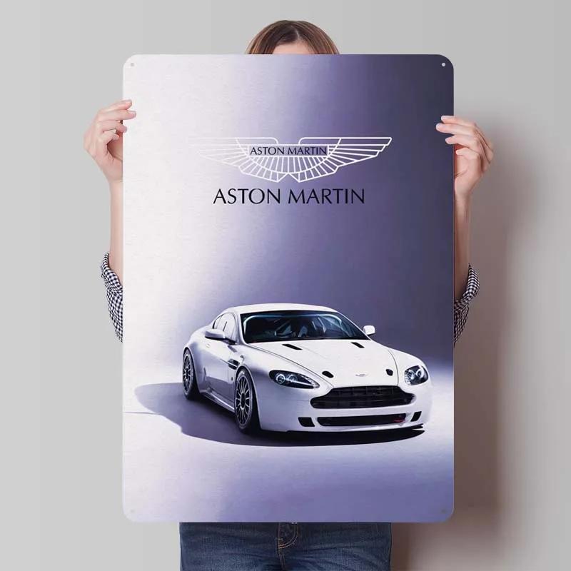 Aston Martins Tinplate Sign Classic Cars Poster Metal Wall Art Mural Retro Metal Sign Plaque for Garage Wall Art Decoration Room