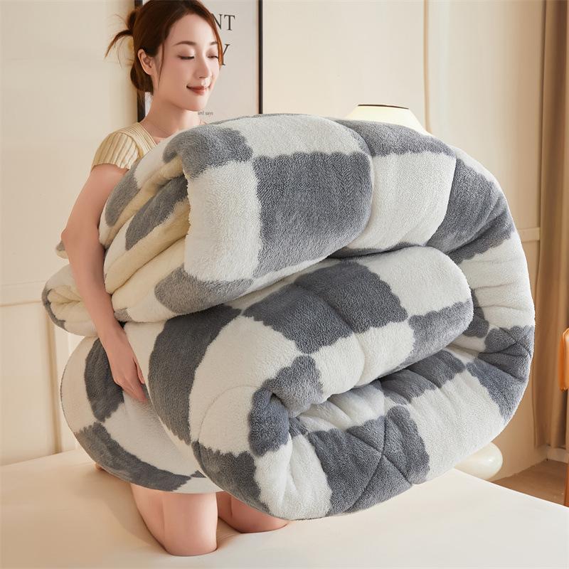 Super Dicke Warme Winter Karomuster Bettdecken Decken Weiches Künstliches Lamm Kaschmir Beschwerte Flauschige Wärme Bettdecke Steppdecke