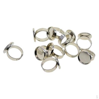 10 Blank Rings Base Findings DIY Jewelry Making Supplies Pad Adjustable Craft Fit for 16mm Cabochon