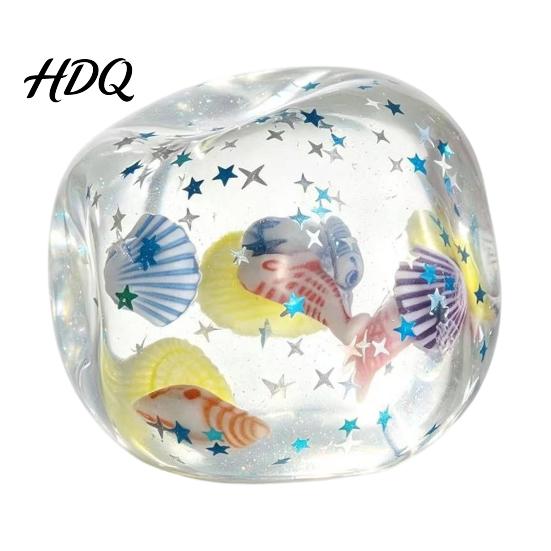 Stress Relieving Gadget Ocean Theme Relief Ball Soft Shapeable Ball Sensory Toy Pinchable Balls No Rebound Transparent Squeeze Toy for Anxiety
