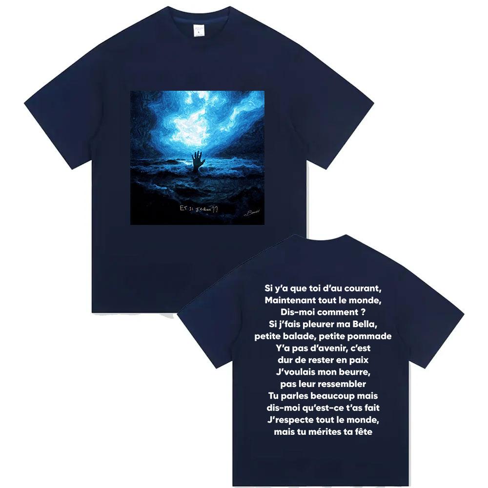 Rapper BOUSS ET SI JECHOUE   Tour Album 2025 Merch TShirts Mens Pop Fashion Vintage Oversized Cotton T Shirt Fans Streetwear