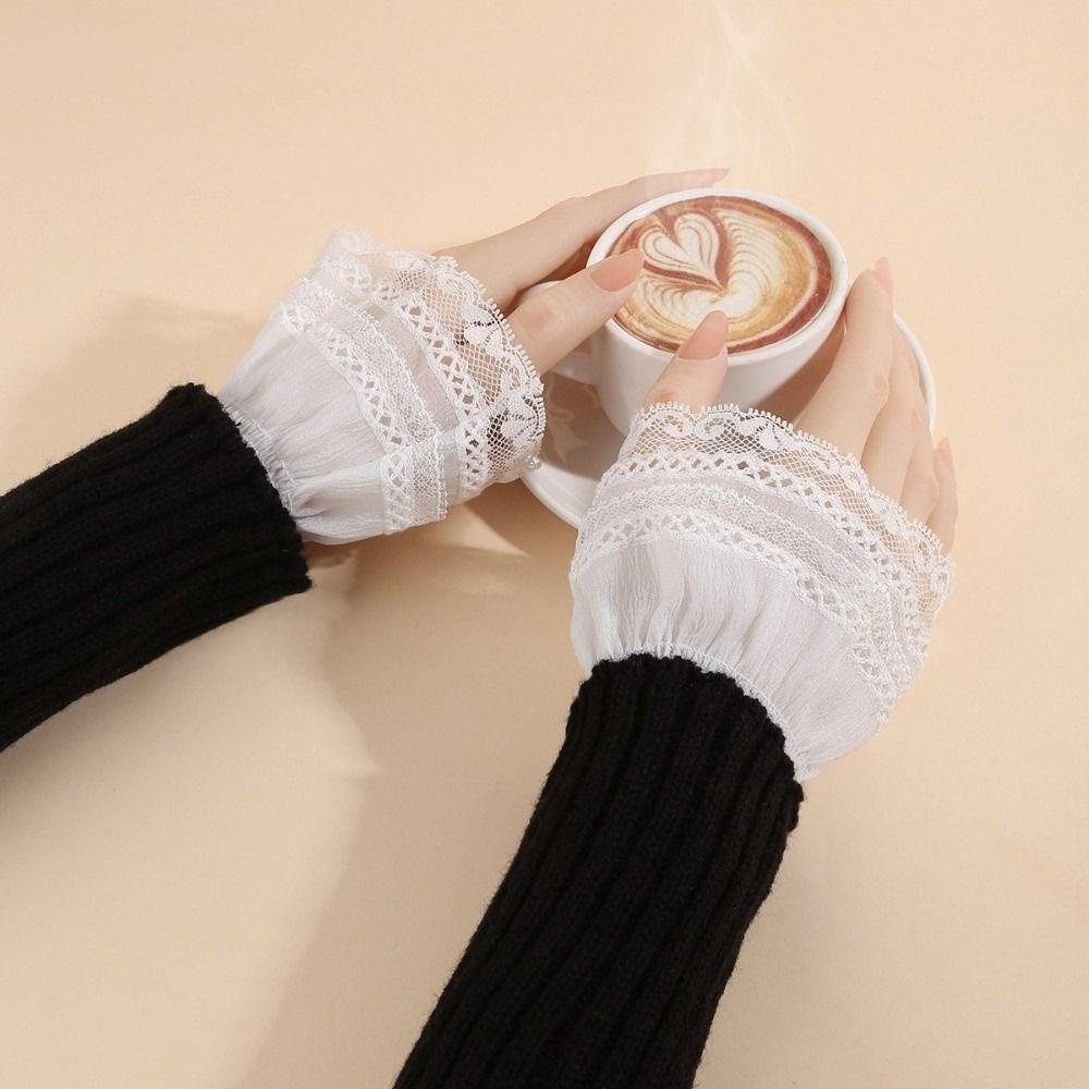 Detachable Fake Cuff Multilayer Ruffle Lace Cuff False Sleeve Cuffs  Women's Clothing Accessories