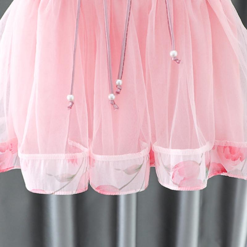 Summer  Baby Girl Dress Chinese Style Young Children's Clothing Short Sleeve Mesh Infant Kids Costume