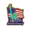 Pamětní odznak k 250. výročí nezávislosti, Vlastenecká klopová brož s americkou vlajkou, Kovový odznak k 250letému výročí (Semiquincentennial) pro muže i ženy