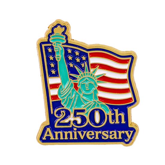 Liberty 250th Anniversary Commemorative Pin, American Flag Patriotic Lapel Brooch, Metal 250 Years Semiquincentennial Celebration Brooch for Men Women B