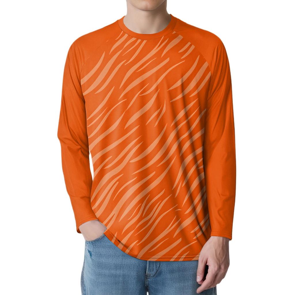 Men's Fashion Printed Raglan Long Sleeve Sports Top