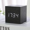 Wooden Square LED Smart Alarm Clocks for Bedrooms Digital Bedside Clock with Temperature Voice Control Desktop Clock